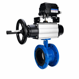 Затвор дисковый поворотный WBV1331E-2W-F-H Ду50 Ру16 фланцевый, корпус - чугун GGG40, диск - нержавеющая сталь 304, уплотнение - EPDM, с пневмоприводом PA-DA-105-1 и позиционером YT-1000RSN с обратной связью