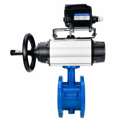 Затвор дисковый поворотный WBV1331E-2W-F-H Ду50 Ру16 фланцевый, корпус - чугун GGG40, диск - нержавеющая сталь 304, уплотнение - EPDM, с пневмоприводом PA-DA-105-1 и позиционером YT-1000RSN с обратной связью