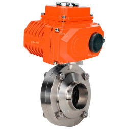 Затвор дисковый поворотный WBV3131S-2W-W-H Ду32 Ру10 под приварку, корпус - пищевая нержавеющая сталь 304, уплотнение - Silicon, с электроприводом QT-N-003EM-O1-220VAC-У1 220В HARK