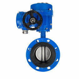 Затвор дисковый поворотный WBV1331E-2W-F-H Ду200 Ру16 фланцевый, корпус - чугун GGG40, диск - нержавеющая сталь 304, уплотнение - EPDM, с электроприводом QT-N-040M-O2-220VAC-У1 с моментной муфтой 220В