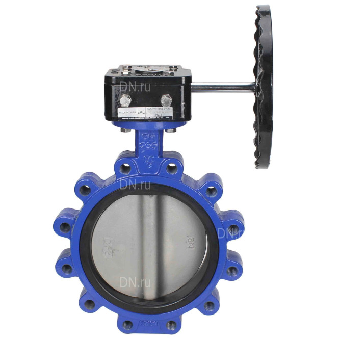 Затвор дисковый поворотный WBV1631E-2W-Fb-R Ду200 Ру16 LUG межфланцевый, корпус - чугун QT450, диск - нержавеющая сталь 304, уплотнение - EPDM, с редуктором в Омске