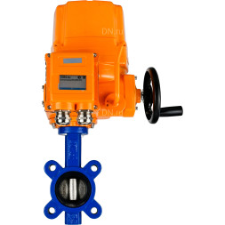 Затвор дисковый поворотный WBV1616E-2W-Fb-H Ду100 Ру16 LUG межфланцевый, корпус - чугун QT450, диск - чугун QT450, уплотнение - EPDM, с электроприводом QT-EX-010EM-O2-380VAC-У1 380В