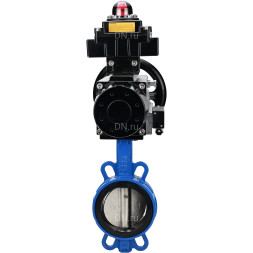 Затвор дисковый поворотный WBV1413E-2W-Fb-H Ду150 Ру16, корпус - чугун GGG50, диск - чугун GGG40, уплотнение - EPDM, с пневмоприводом PA-DA-105-1 двойного действия, пневмораспределителем 4M310-08 AC220V, БКВ APL-410N EX