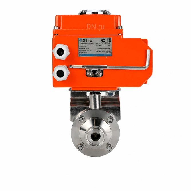 Затвор дисковый поворотный WBV3131S-2W-C-H Ду80 Ру10 кламповый, корпус - пищевая нержавеющая сталь 304, уплотнение - Silicon, с электроприводом QT-N-003EM-O1-24VDC-У1 HARK в Омске