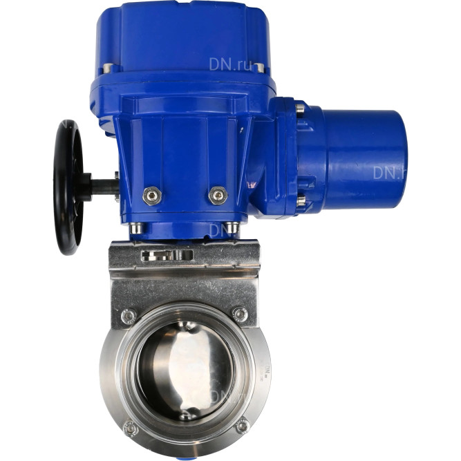 Затвор дисковый поворотный WBV3131E-2W-T-H Ду15 Ру10 резьбовой, корпус - пищевая нержавеющая сталь 304, уплотнение - EPDM, с электроприводом QT-N-005M-O2-380VAC-У1 с моментной муфтой и штурвалом в Омске