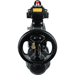 Кран шаровой BV4242E-FP-GRM-ISO Дн15 Ру10 полнопроходной, корпус - НПВХ, шар - НПВХ, уплотнение - EPDM, с пневмоприводом PA-DA-105-1 и БКВ APL-410N EX