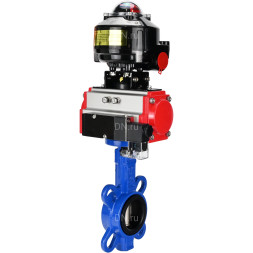 Затвор дисковый поворотный WBV1132N-2W-Fb-H Ду125 Ру16, корпус - чугун GG25, диск - нержавеющая сталь 316L, уплотнение - NBR, с пневмоприводом PA-DA-105 двойного действия, пневмораспределителем 4M310-08 DC24V, БКВ APL-510N-EX