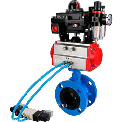 Затвор дисковый поворотный WBV1313E-2W-F-H Ду150 Ру16, корпус - чугун GGG40, диск - чугун GGG40, уплотнение - EPDM, с пневмоприводом PA-DA-130, пневмораспределителем 4M320-08 AC220V, БКВ APL-410N EX и БПВ AFC2000