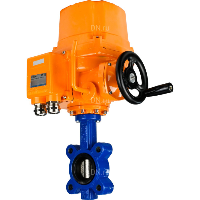 Затвор дисковый поворотный WBV1616N-2W-Fb-H Ду100 Ру16 LUG межфланцевый, корпус - чугун QT450, диск - чугун QT450, уплотнение - NBR, с электроприводом QT-EX-010EM-O2-380VAC-У1 380В в Омске