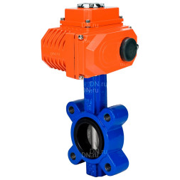 Затвор дисковый поворотный WBV1616N-2W-Fb-H Ду100 Ру16 LUG межфланцевый, корпус - чугун QT450, диск - чугун QT450, уплотнение - NBR, с электроприводом QT-N-010EM-O1-220VAC-У1 220В HARK