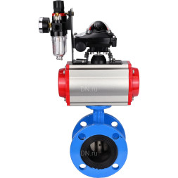 Затвор дисковый поворотный WBV1313E-2W-F-H Ду200 Ру16 фланцевый, корпус - чугун GGG40, диск - чугун GGG40, EPDM, с пневмоприводом PA-DA-140, пневмораспределителем 4M310-08 AC220V, БКВ APL-210N и БПВ AFC2000