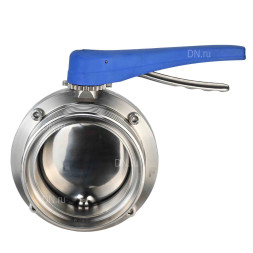 Затвор дисковый поворотный WBV3131E-2W-T-H Ду80 Ру10 резьбовой, пищевая нержавеющая сталь 304, уплотнение – EPDM, с рукояткой