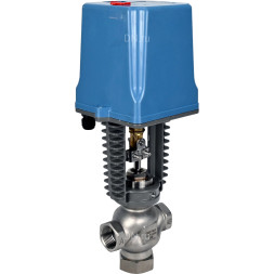 Клапан регулирующий VRg1-31M-PED-T 1/2″ Ду15 Ру25 двухходовой, односедельный, резьбовой, корпус - нержавеющая сталь AISI304, уплотнение - металл с электроприводом XCK220-1500 AC220V