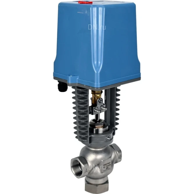 Клапан регулирующий VRg1-31M-PED-T 1/2″ Ду15 Ру25 двухходовой, односедельный, резьбовой, корпус - нержавеющая сталь AISI304, уплотнение - металл с электроприводом XCK220-1500 AC220V в Омске
