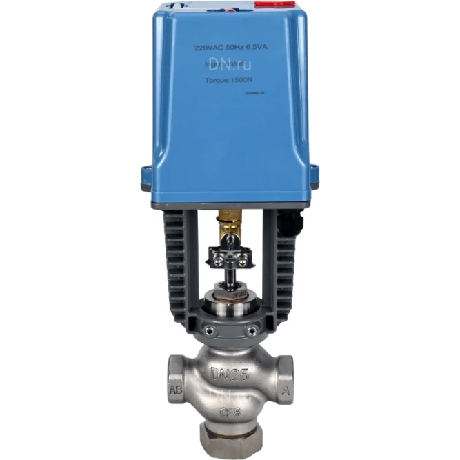 Клапан регулирующий VRg1-31M-PED-T 1/2″ Ду15 Ру25 двухходовой, односедельный, резьбовой, корпус - нержавеющая сталь AISI304, уплотнение - металл с электроприводом XCK220-1500 AC220V в Омске