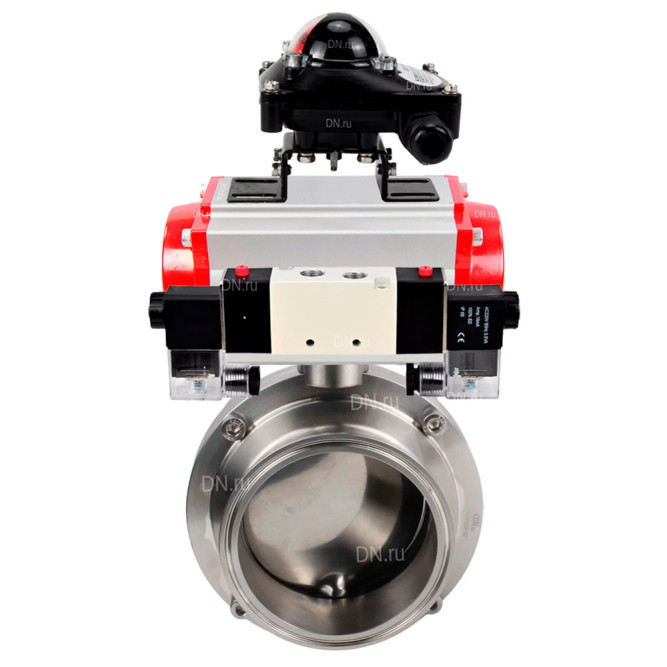 Затвор дисковый поворотный кламповый WBV3131E-2W-C-H Ду15 Ру10 корпус - пищевая нержавеющая сталь 304, уплотнение - EPDM, с пневмоприводом PA-DA-065, пневмораспределителем 4M320-08 AC220V, БКВ APL-210N в Омске
