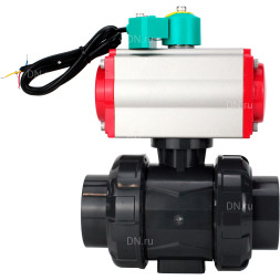 Кран шаровой BV4242E-FP-GRM-ISO Дн20 Ру10 полнопроходной, корпус - НПВХ, шар - НПВХ, уплотнение - EPDM, с пневмоприводом PA-DA-052 и магнитным переключателем ALS200D