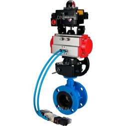 Затвор дисковый поворотный WBV1313E-2W-F-H Ду50 Ру16, корпус - чугун GGG40, диск - чугун GGG40, уплотнение - EPDM, с пневмоприводом PA-DA-105, пневмораспределителем 4M320-08 AC220V, ручным дублером MON1-250-T26-ISO и БКВ APL-410N EX