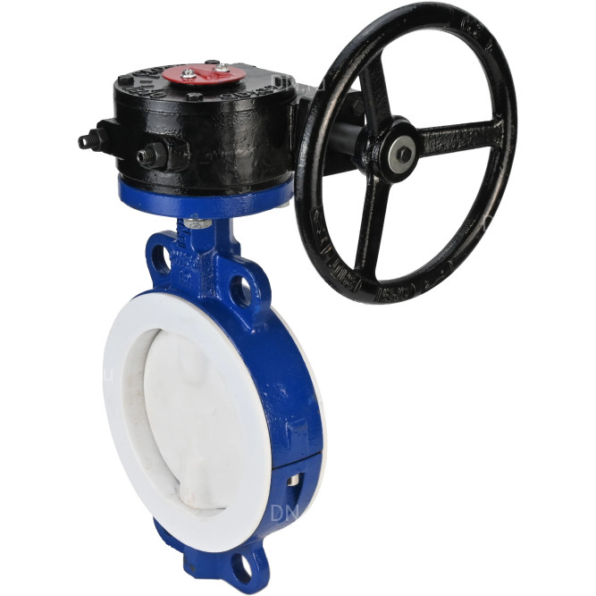 Затвор дисковый поворотный WBV3434Pf-2W-Fb-R Ду150 Ру16 корпус - углеродистая сталь WCB, диск - углеродистая сталь WCB, футерованный PTFE, уплотнение - PTFE, межфланцевый, с редуктором в Омске