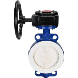 Затвор дисковый поворотный WBV3434Pf-2W-Fb-R Ду150 Ру16 корпус - углеродистая сталь WCB, диск - углеродистая сталь WCB, футерованный PTFE, уплотнение - PTFE, межфланцевый, с редуктором