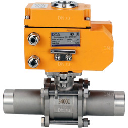 Кран шаровой BV3232P(3pc)-FP-W-ISO-H LONG Ду150 Ру16 полнопроходной, корпус - нержавеющая сталь 316, уплотнение - PTFE, под приварку, с электроприводом QT-N-040EM-O1-24VDC-У1