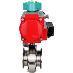 Затвор дисковый поворотный кламповый WBV3131E-2W-C-H Ду15 Ру10 корпус - пищевая нержавеющая сталь 304, уплотнение - EPDM, с пневмоприводом PA-DA-052, пневмораспределителем 4M310-08 DC24V и магнитным переключателем ALS200D