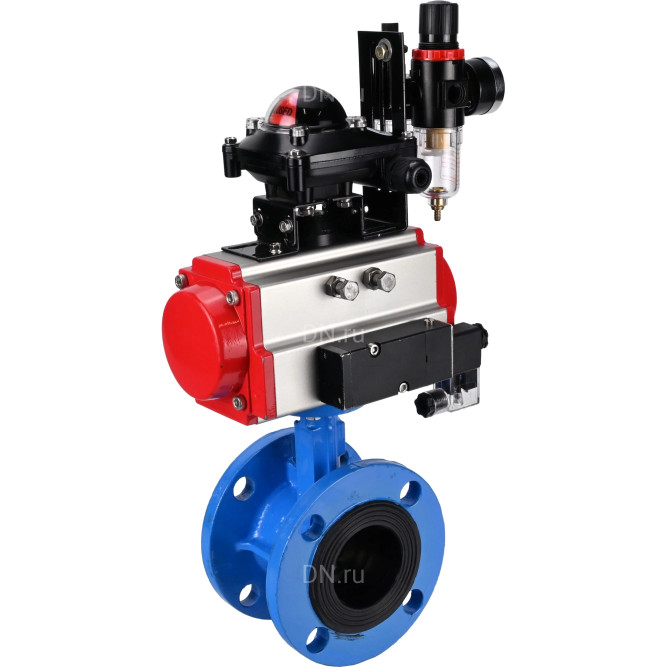 Затвор дисковый поворотный WBV1313E-2W-F-H Ду65 Ру16 фланцевый, корпус - чугун GGG40, диск - чугун GGG40, EPDM, с пневмоприводом PA-DA-105, пневмораспределителем 4M310-08 AC220V, БКВ APL-210N и БПВ AFC2000 в Омске
