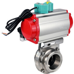 Затвор дисковый поворотный кламповый WBV3131E-2W-C-H Ду20 Ру10 корпус - пищевая нержавеющая сталь 304, уплотнение - EPDM, с пневмоприводом PA-DA-052, пневмораспределителем 4M310-08 DC24V и магнитным переключателем ALS200D