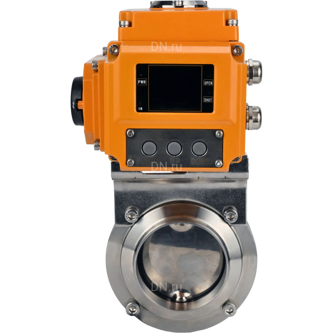 Затвор дисковый поворотный WBV3131S-2W-W-H Ду15 Ру10 под приварку, корпус - пищевая нержавеющая сталь 304, уплотнение - Silicon, с электроприводом QT-N-005EM-A1-220VAC-У1 c датчиком обратной связи и входным управляющим сигналом 4-20мА HARK в Омске