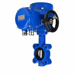 Затвор дисковый поворотный WBV1616N-2W-Fb-H Ду125 Ру16 LUG межфланцевый, корпус - чугун QT450, диск - чугун QT450, уплотнение - NBR, с электроприводом QT-N-015M-O2-220VAC-У1 с моментной муфтой и штурвалом