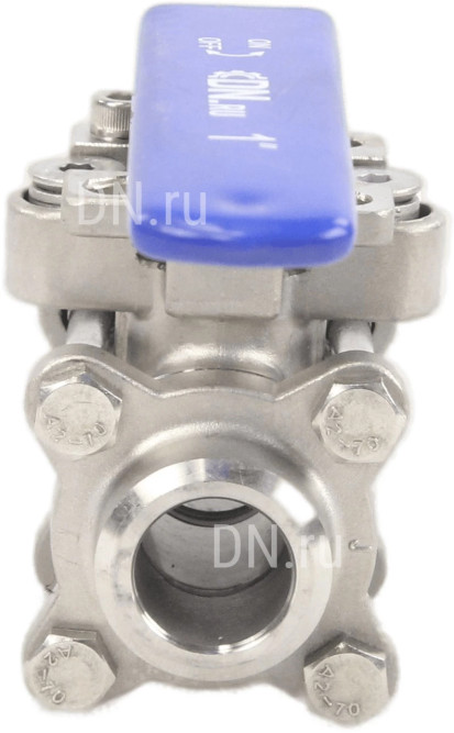Кран шаровой BV3232P(3pc)-FP-W-ISO-H Ду65 Ру25 полнопроходной двухходовой, нержавеющая сталь SS316, под приварку, уплотнение - PTFE, с ISO фланцем и рукояткой в Омске