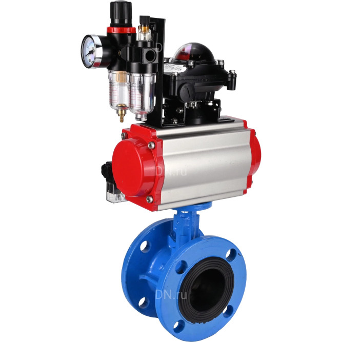 Затвор дисковый поворотный WBV1313E-2W-F-H Ду80 Ру16 фланцевый, корпус - чугун GGG40, диск - чугун GGG40, EPDM, с пневмоприводом PA-DA-105, пневмораспределителем 4M310-08 AC220V, БКВ APL-210N и БПВ AFC2000 в Омске
