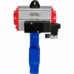 Затвор дисковый поворотный WBV1631E-2W-Fb-H Ду125 Ру16 LUG корпус - чугун QT450, диск - нержавеющая сталь 304, уплотнение - EPDM, с пневмоприводом PA-SA-140 и пневмораспределителем 4M310-08 DC24V