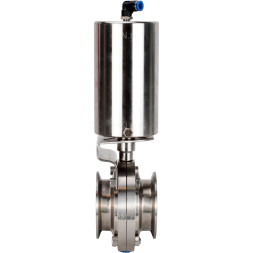Затвор дисковый поворотный кламповый WBV3131S-2W-C-H Ду50 Ру10 корпус - пищевая нержавеющая сталь 304, уплотнение – Silicon, с пневмоприводом PA-SA-85 с возвратными пружинами