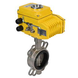 Затвор дисковый поворотный WBV3232E-2W-Fb-H Ду250 Ру16, корпус - нержавеющая сталь 316L, диск - нержавеющая сталь 316L, уплотнение - EPDM, с электроприводом QT-N-040EM-O1-24VDC-У1 24В