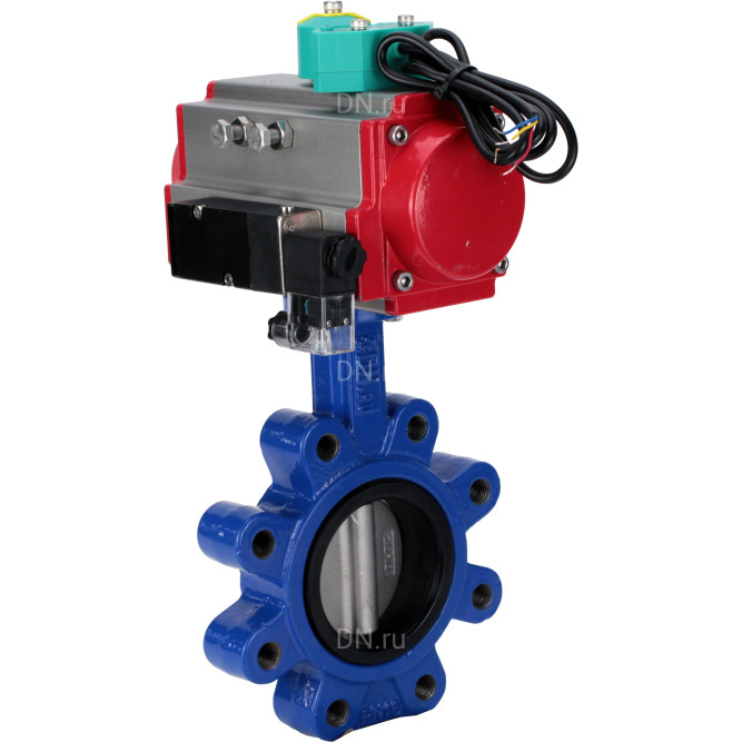 Затвор дисковый поворотный WBV1631E-2W-Fb-H Ду125 Ру16 LUG корпус - чугун QT450, диск - нержавеющая сталь 304, уплотнение - EPDM, с пневмоприводом PA-DA-105, пневмораспределителем 4M310-08 DC24V и магнитным переключателем ALS200D в Омске