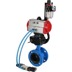 Затвор дисковый поворотный WBV1313E-2W-F-H Ду125 Ру16 фланцевый, корпус - чугун GGG40, диск - чугун GGG40, EPDM, с пневмоприводом PA-DA-130, пневмораспределителем 4V320-08 AC220V, дублером MON1-250-T26-ISO и БПВ AFC2000