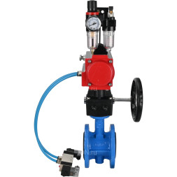 Затвор дисковый поворотный WBV1313E-2W-F-H Ду125 Ру16 фланцевый, корпус - чугун GGG40, диск - чугун GGG40, EPDM, с пневмоприводом PA-DA-130, пневмораспределителем 4V320-08 AC220V, дублером MON1-250-T26-ISO и БПВ AFC2000
