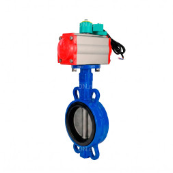 Затвор дисковый поворотный WBV1432N-2W-Fb-H Ду80 Ру16 корпус - чугун GGG50, диск - нержавеющая сталь 316L, уплотнение - NBR, с пневмоприводом PA-SA-105 и магнитным переключателем ALS200D