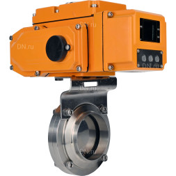 Затвор дисковый поворотный WBV3131S-2W-W-H Ду25 Ру10 под приварку, корпус - пищевая нержавеющая сталь 304, уплотнение - Silicon, с электроприводом QT-N-005EM-A1-220VAC-У1 c датчиком обратной связи и входным управляющим сигналом 4-20мА HARK