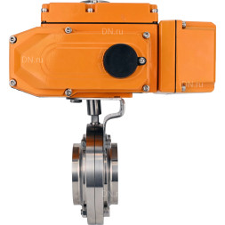 Затвор дисковый поворотный WBV3131S-2W-W-H Ду25 Ру10 под приварку, корпус - пищевая нержавеющая сталь 304, уплотнение - Silicon, с электроприводом QT-N-005EM-A1-220VAC-У1 c датчиком обратной связи и входным управляющим сигналом 4-20мА HARK