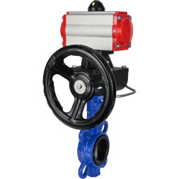 Затвор дисковый поворотный WBV1132N-2W-Fb-H Ду125 Ру16, корпус - чугун GG25, диск - нержавеющая сталь 316L, уплотнение - NBR, с пневмоприводом PA-DA-105 двойного действия, пневмораспределителем 4M310-08 DC24V, ручным дублером MON3-700-T38-ISO