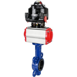 Затвор дисковый поворотный WBV1432E-2W-Fb-H Ду50 Ру16, корпус - чугун GGG50, диск - нержавеющая сталь 316L, уплотнение - EPDM, с пневмоприводом PA-DA-065 двойного действия, пневмораспределителем 4M310-08 DC24V, БКВ APL-510N-EX