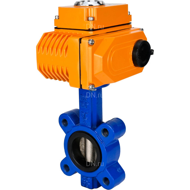 Затвор дисковый поворотный WBV1616E-2W-Fb-H Ду100 Ру16 LUG корпус - чугун QT450, диск - чугун QT450, уплотнение - EPDM, межфланцевый, с электроприводом QT-N-010EM-O1-380VAC-У1 380В в Омске