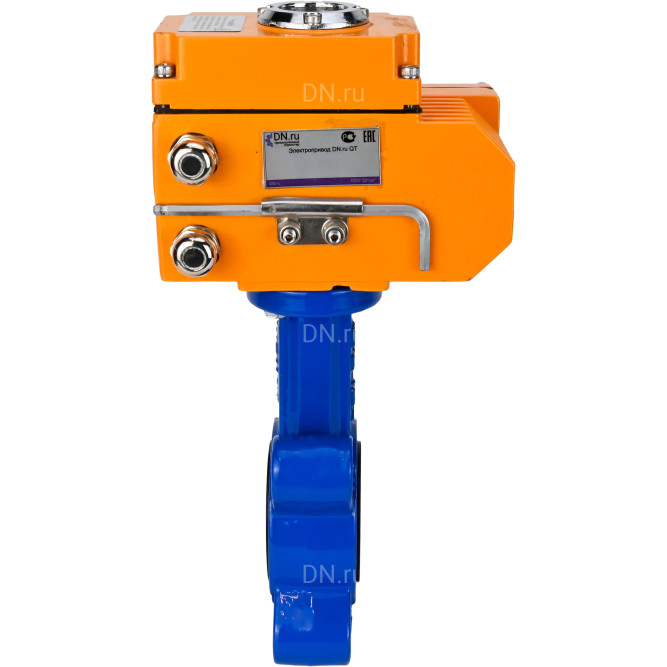 Затвор дисковый поворотный WBV1616E-2W-Fb-H Ду100 Ру16 LUG корпус - чугун QT450, диск - чугун QT450, уплотнение - EPDM, межфланцевый, с электроприводом QT-N-010EM-O1-380VAC-У1 380В в Омске