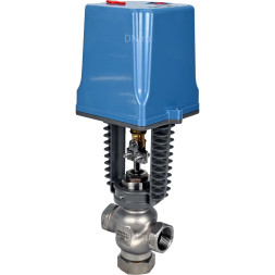 Клапан регулирующий VRg1-31M-PED-T 2″ Ду50 Ру25 двухходовой, односедельный, резьбовой, корпус - нержавеющая сталь AISI304, уплотнение - металл с электроприводом XCK220-1500 AC220V