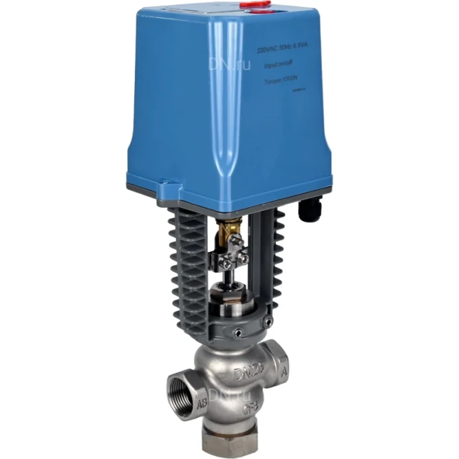 Клапан регулирующий VRg1-31M-PED-T 2″ Ду50 Ру25 двухходовой, односедельный, резьбовой, корпус - нержавеющая сталь AISI304, уплотнение - металл с электроприводом XCK220-1500 AC220V в Омске
