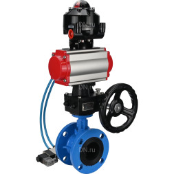Затвор дисковый поворотный WBV1313E-2W-F-H Ду80 Ру16 фланцевый, корпус - чугун GGG40, диск - чугун GGG40, EPDM, с пневмоприводом PA-DA-105, пневмораспределителем 4V320-10 AC220V, БКВ APL-510N EX и ручным дублером MON1-250-T26-ISO