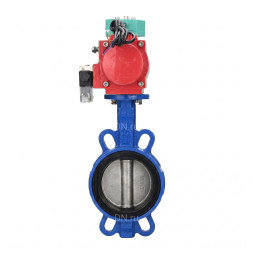 Затвор дисковый поворотный WBV1432N-2W-Fb-H Ду50 Ру16 корпус - чугун GGG50, диск - нержавеющая сталь 316L, уплотнение - NBR, с пневмоприводом PA-SA-083, пневмораспределителем 4M310-08 AC220V и магнитным переключателем ALS200D