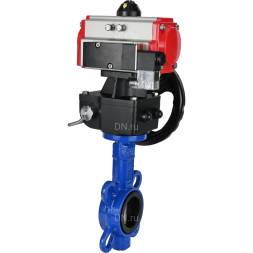 Затвор дисковый поворотный WBV1132N-2W-Fb-H Ду150 Ру16, корпус - чугун GG25, диск - нержавеющая сталь 316L, уплотнение - NBR, с пневмоприводом PA-DA-105 двойного действия, пневмораспределителем 4M310-08 DC24V, ручным дублером MON3-700-T38-ISO